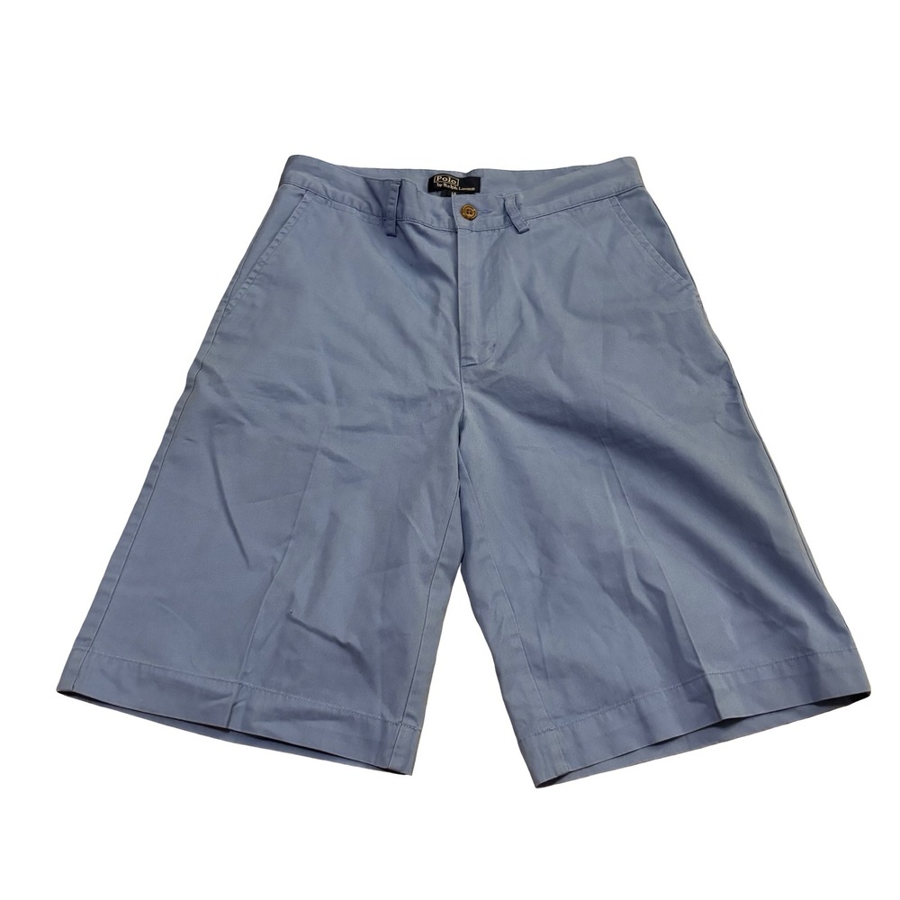 Polo Ralph Lauren Boys Light Blue Cotton Chino Shorts Size‎ 14 Crest Patch